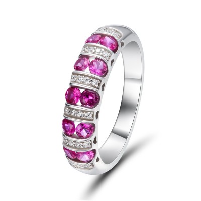 Round Cut Ruby 925 Sterling Silver Women's Wedding Band