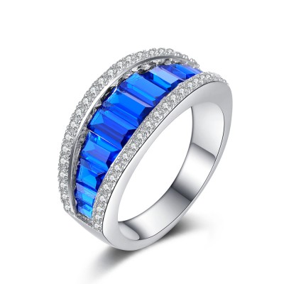 Blue Sapphire 925 Sterling Silver Women's Wedding Bands