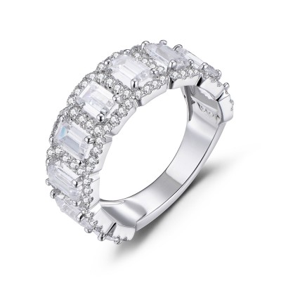 Radiant Cut White Sapphire 925 Sterling Silver Women's Wedding Bands