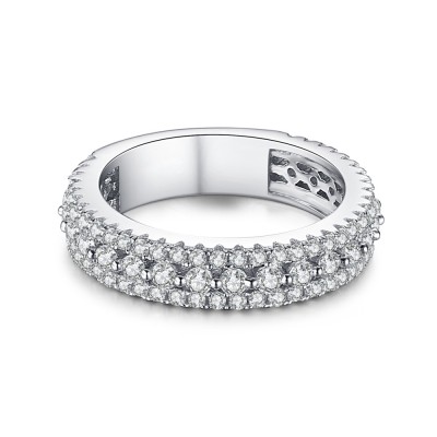 Round Cut White Sapphire 925 Sterling Silver Women's Wedding Bands