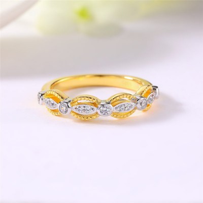 Gold Round Cut White Sapphire 925 Sterling Silver Women's Wedding Band