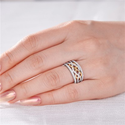 Round Cut White Sapphire 925 Sterling Silver Infinity Women's Band