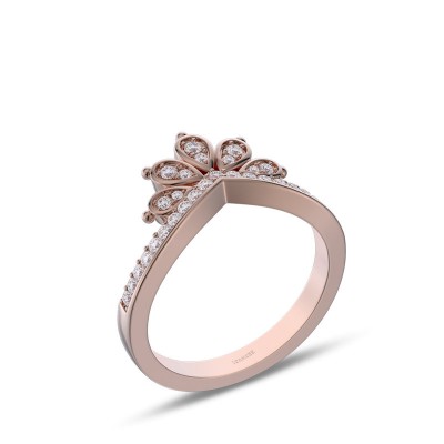 Rose Gold Round Cut White Sapphire 925 Sterling Silver Crown Women's Band