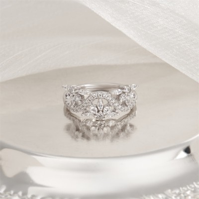 Art Deco White Sapphire 925 Sterling Silver Women's Band