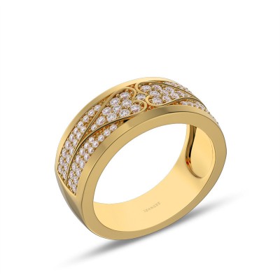 Yellow Gold 8mm Unisex Round Cut White Sapphire 925 Sterling Silver Heart to Heart Wedding Band