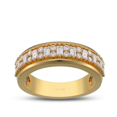 Yellow Gold Unisex Emerald Cut White Sapphire 925 Sterling Silver 6mm Wedding Band