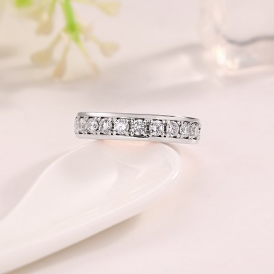 Two Tone Round Cut White Sapphire 925 Sterling Silver Twisted Women's Band