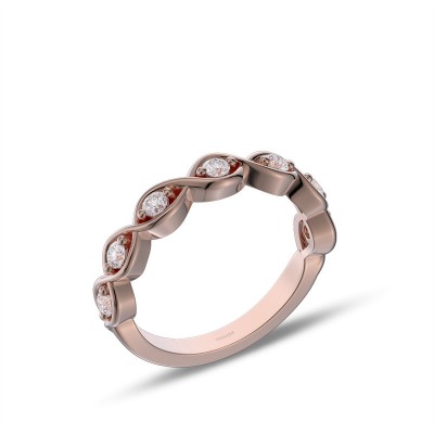 Rose Gold Round Cut White Sapphire 925 Sterling Silver Twisted Women's Wedding Band