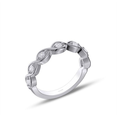 Round Cut White Sapphire 925 Sterling Silver Twisted Women's Wedding Band