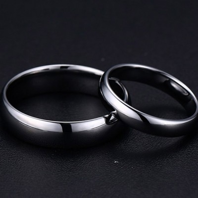 Fashion Black Titanium Steel Promise Ring for Couples