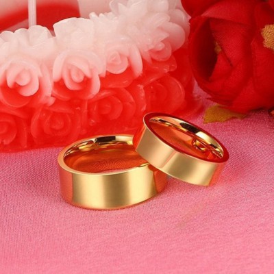 Gold Titanium Steel Promise Rings for Couples