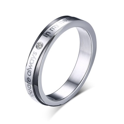 Black & Silver Titanium Steel Promise Rings for Couples