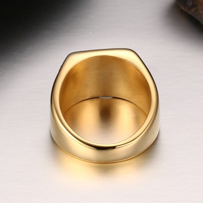 Titanium Round Cut White Sapphire Gold Men's Ring
