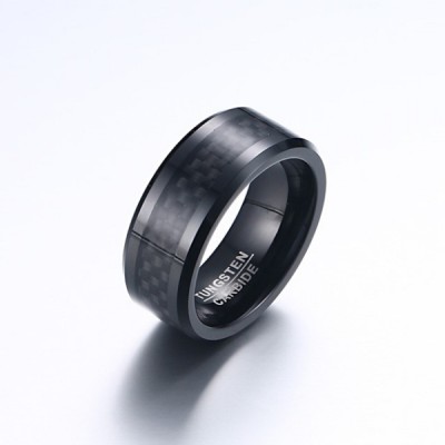 Tungsten Black Pattern Men's Ring