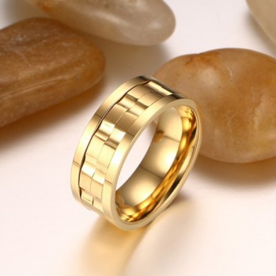 Titanium Unique Gold Color Men's Ring