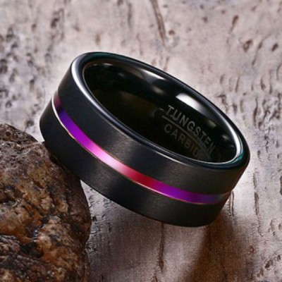 Tungsten Colorful Black Men's Ring
