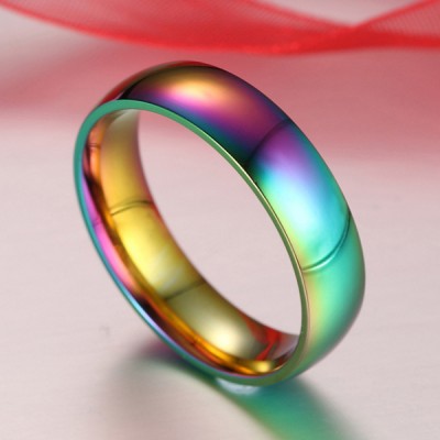 Titanium Gold Colorful Men's Ring