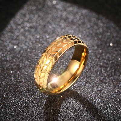 Titanium Tire Gold Men's Ring