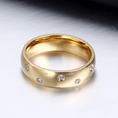Titanium Gold Round Cut White Sapphire Men's Ring