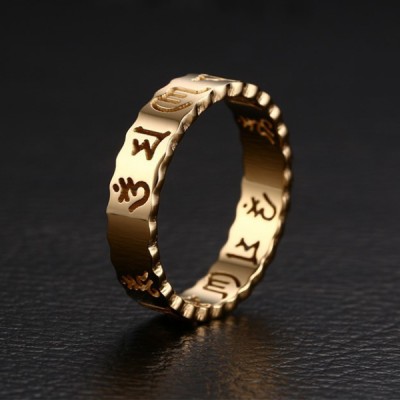 Titanium Hollowed-out Gold Promise Rings For Her