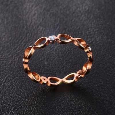 Titanium Round Cut White Sapphire Infinity Rose Gold Promise Rings For Her