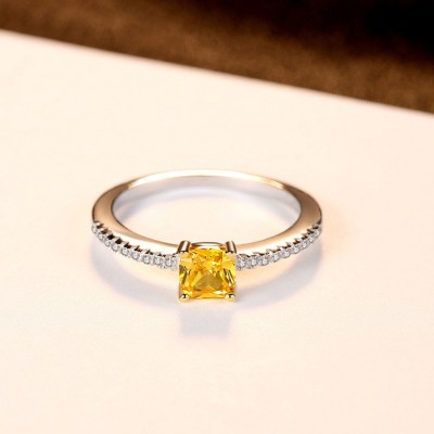 Cushion Cut Topaz 925 Sterling Silver Promise Ring