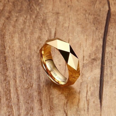 Tungsten Gold Color Simple Men's Ring