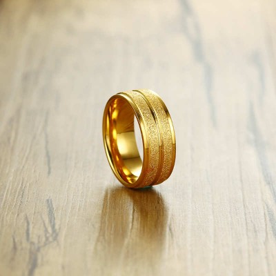 Tungsten Gold Color Simple Men's Ring