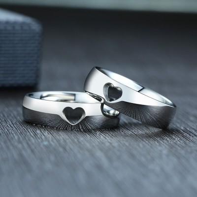 Heart Design Titanium Steel Promise Ring for Couples