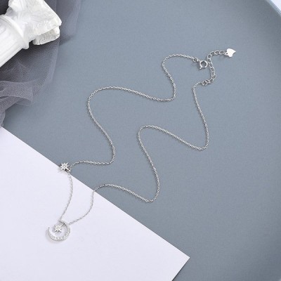 Moon and Star Sterling Silver Necklace