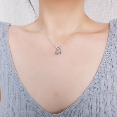 Fashion Leaf and Star Design S925 Sterling Silver Necklace