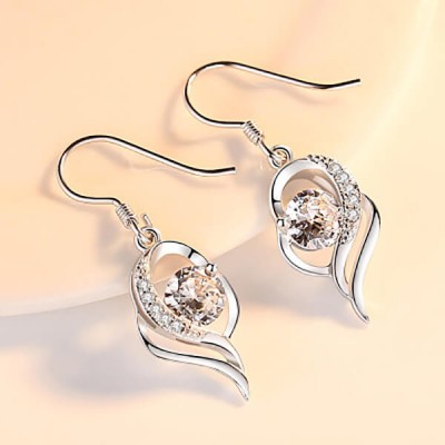 Fashion Hollow Heart Sterling Silver Drop Earrings