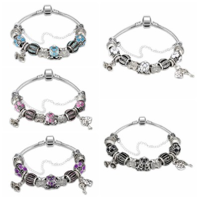 Pink/Aquamarine/White/Black/Blue/Amethyst Silver Titanium Bracelets