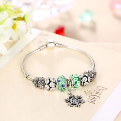 Hearts Snowflake Cyan Accessories S925 Silver Bracelets