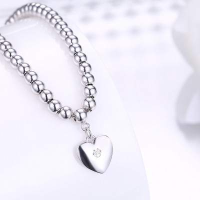 Heart Pendant Elegant S925 Silver Bracelets