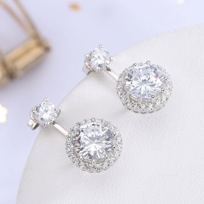 Halo White Sapphire Sterling Silver Stud Earrings