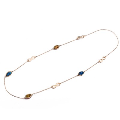 Marquise Cut Rose Gold Blue Sapphire S925 Silver Infinity Necklaces
