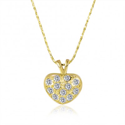 Heart Round Cut White Sapphire Gold/Rose Gold Titanium Necklaces