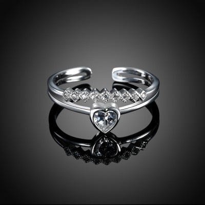 Heart Cut White Sapphire S925 Silver Heart Promise Rings