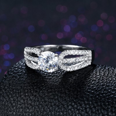 Elegant Round Cut White Sapphire S925 Silver Engagement Rings