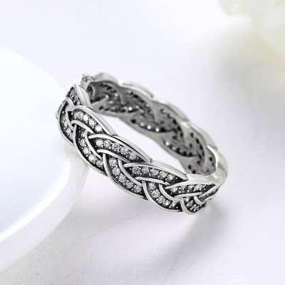 Round Cut White Sapphire S925 Silver Infinity Rings