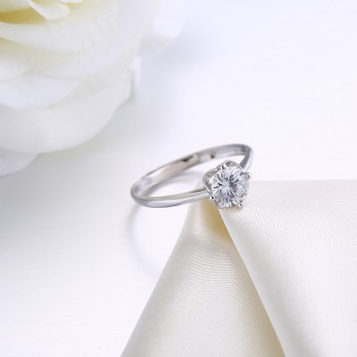 Round Cut White Sapphire S925 Silver Engagement Rings