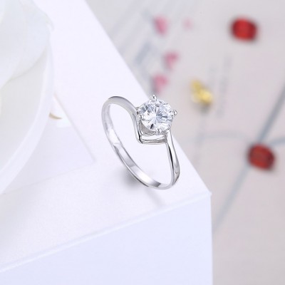 Round Cut White Sapphire S925 Silver Engagement Rings