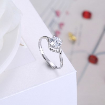 Round Cut White Sapphire S925 Silver Engagement Rings