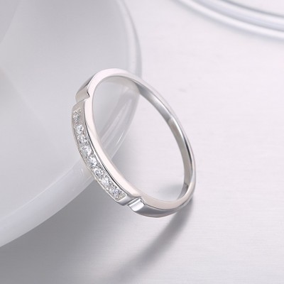 Round Cut White Sapphire S925 Silver Wedding Bands