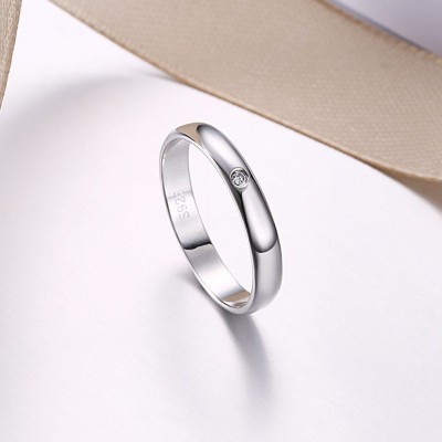 Round Cut White Sapphire S925 Silver Wedding Bands