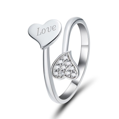 Heart Cut Gemstone 925 Sterling Silver Promise Rings For Her
