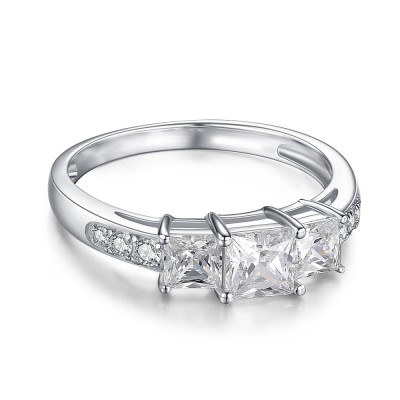 Princess Cut Gemstone 925 Sterling Silver Engagement Ring