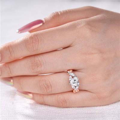 Rose Gold Heart Cut White Sapphire 925 Sterling Silver Promise Ring