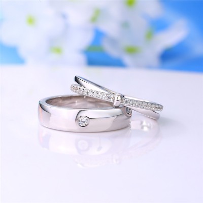 Round Cut White Sapphire 925 Sterling Silver Infinity Knot Couple Rings